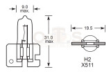 LUCAS H2 Glühlampe 12V 55W X511 20x29