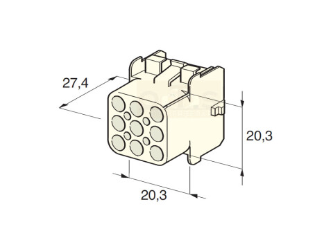 Mate-N-Lock Steckkupplungs-Gehäuse 9-polig 82L4