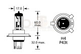 LUCAS H4 Halogen Scheinwerferlampe 12V 60/55W P43t E-geprüft 61L3