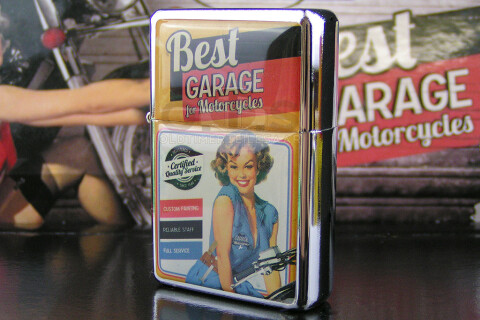 Best Garage Benzinfeuerzeug Pin-up gelb Certified Service