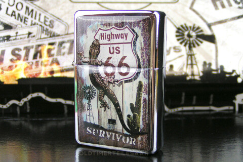 Route 66 Benzinfeuerzeug Survivor Gecko