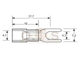 Quetschkabelschuhe Gabelform M4 rot 0,5-1,5mm² PVC teilisoliert