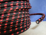 Textilumflochtenes Zündkabel 7 mm schwarz/rot 2 Ohm