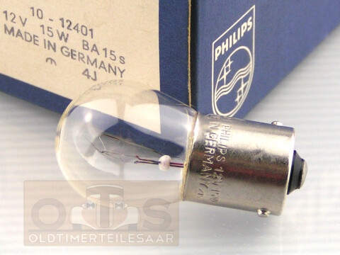 PHILIPS Glühlampe 12V 15W Ba15s 22x43