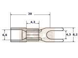 Quetschkabelschuhe Gabelform M4 gelb 4,0-6,0mm² PVC teilisoliert