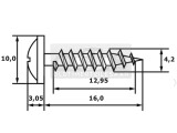 4,2 x 16 mm Blechschraube Flachrundkopf Bund PH DIN 968...