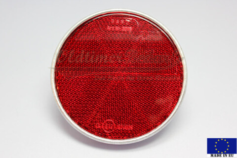 Rückstrahler Reflektor rund rot Alu 80 mm E-geprüft 1b