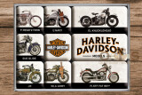 Harley-Davidson Modelle Bikes Magnet-Set 9-tlg