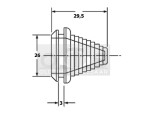 PVC Kabeldurchführung abgestuft 26 mm Bohrloch Blechstärke 3 mm