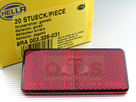 HELLA 8RA 003 326-031 Rückstrahler rot 94x44 E2 Prüfzeichen geklebt