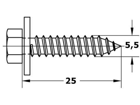 5,5 x 25 Kombi-Blechschraube DIN 7976 Z1  Scheibe