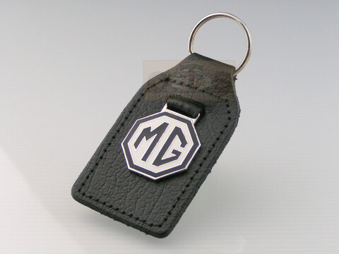 MG Schlüsselanhänger Octagon schwarz-weiss Leder schwarz