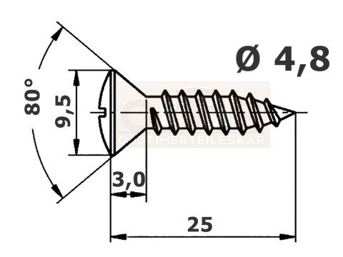 4,8 x 25 Blechschraube Linsensenkkopf Philips Kreuzschlitz DIN 7983 galv. vz