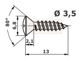 3,5 x 13 Blechschraube schwarz vz Linsensenkkopf Philips...