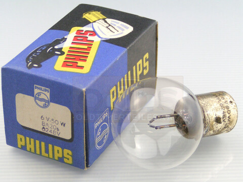 PHILIPS Glühlampe 6V 50W Ba20s 40x65 NOS