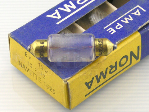 Soffitte 6V 15W S8.5 - 13x42 Waffelmuster Glas NOS