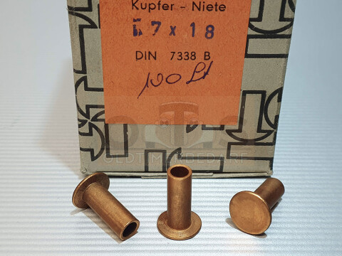 Kupfernieten halbhohl 7x18 Bremsbelagnieten DIN 7338 B