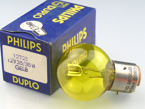 PHILIPS Glühlampe 12V 35/35W Ba21d 40x60 NOS GELB