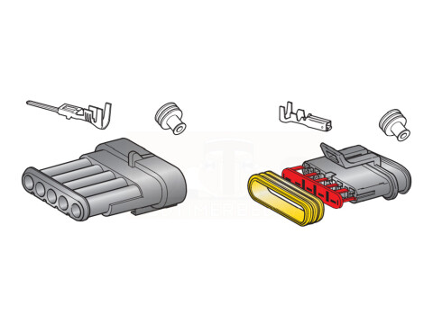 AMP SUPERSEAL Wasserdichtes Stecker-Set 5-polig IP67