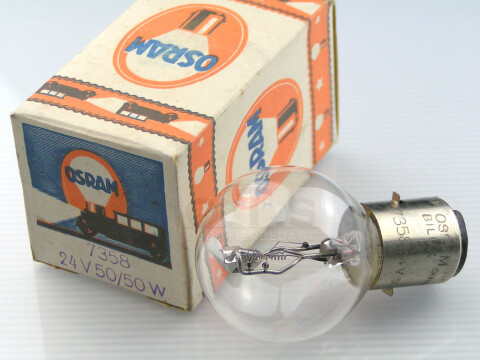 OSRAM Glühlampe 24V 50/50W Ba20d 39x65 NOS