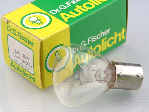 Dr.G.Fischer Glühlampe 24V 45W Ba15s 35x59 Prüfzeichen
