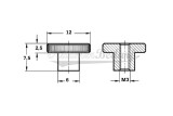 Hohe Rändelmutter M3, brüniert, 12x7,5mm DIN 466