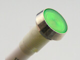 Flache grüne LED Kontrolleuchte 12V= Chromring
