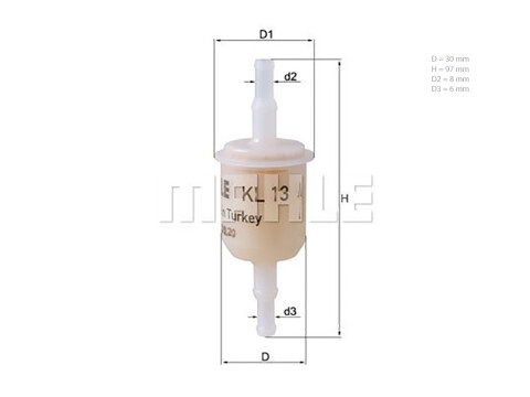 MAHLE Benzinfilter Kraftstofffilter 8 / 6 mm Anschluss