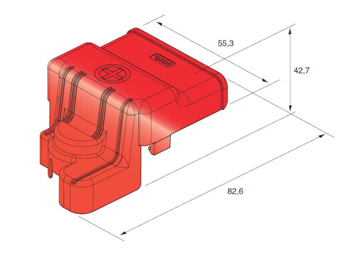 Batteriepolabdeckung für Stehbolzenklemme Pluspol rot