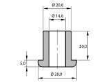 HELAVIA Kabeldurchführungstülle einseitig Montageloch-Ø 20 mm