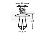 Schraubnieten 8 mm Ø Bohrung - 22mm Ø Deckung Honda Mitsubishi Nissan