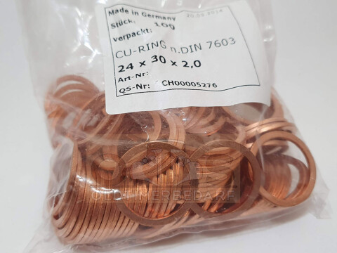 5 x Kupfer Dichtring 24x30x2 DIN 7603 Form A