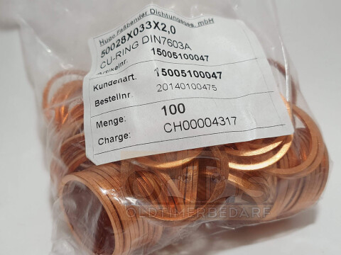 Kupfer Dichtring 28x33x2 DIN 7603 Form A