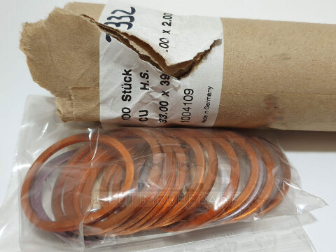 Kupfer Dichtring 33x39x2 DIN 7603 Form A