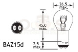 OSRAM 7225 Glühlampe 12V 21/4W Baz15d 25x50...