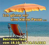 Betriebsurlaub vom 18.10. bis 24.10.2018